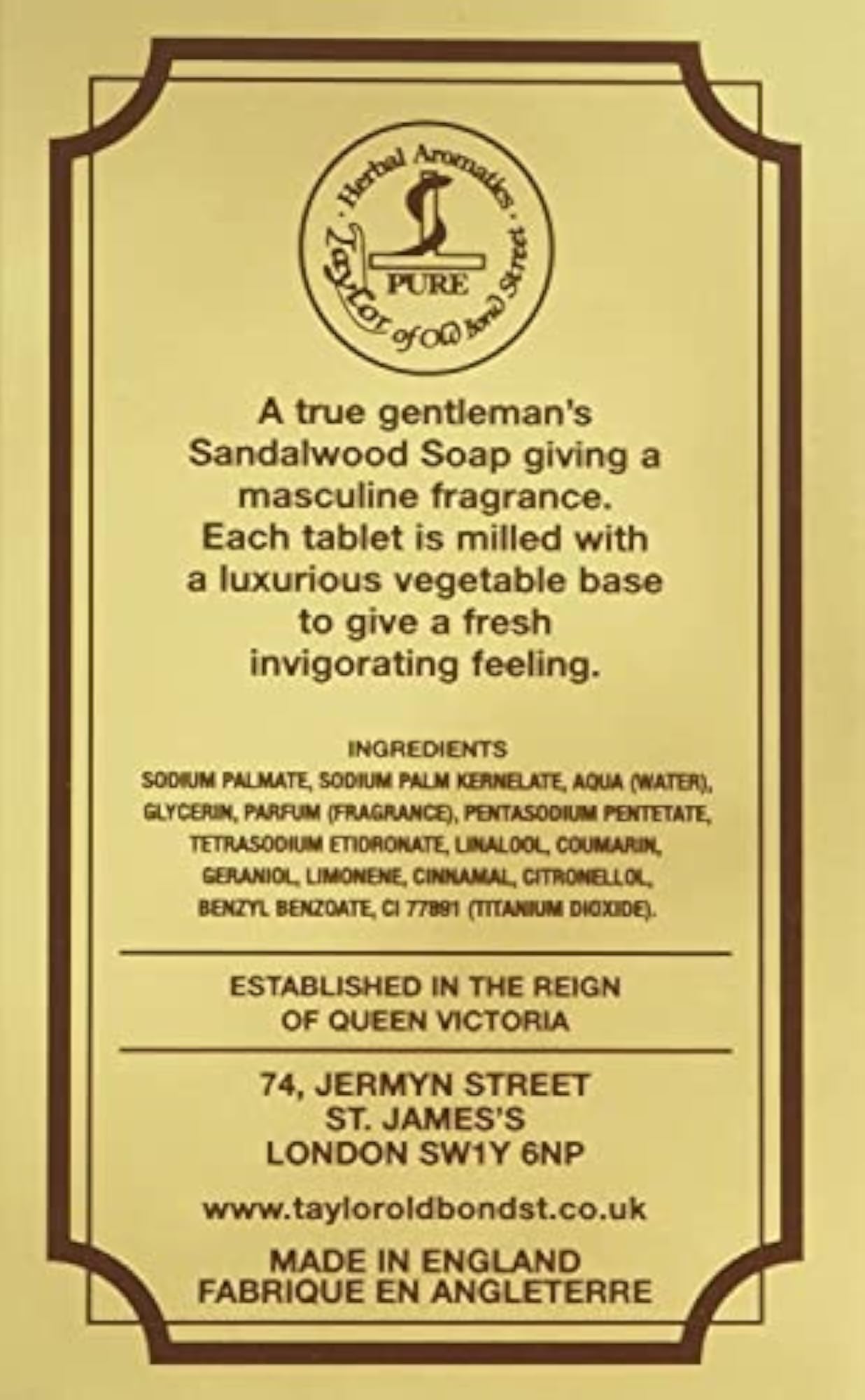 Taylors 200g Sandalwood Bath Soap, Gentle Cleanse Gift